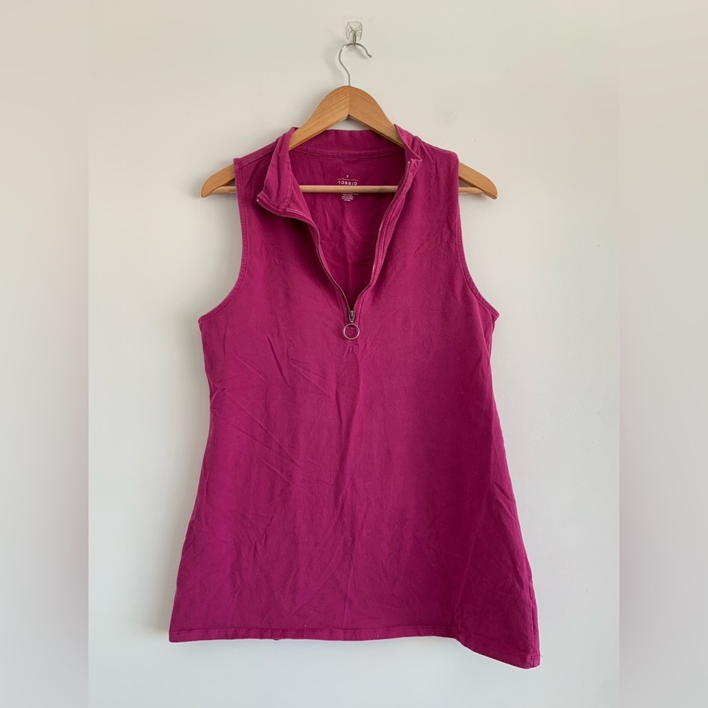 Torrid mulberry sleeveless quarter zip top